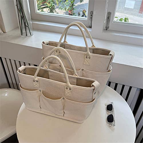 Large-Capacity Multifunctional Multi-Pocket Handbag Canvas Bag, Shopping with Kids Mummy Bag, Women's Shoulder Crossbody Bag2