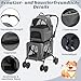 COSTWAY 3 in 1 Hundewagen, Hundebuggy 2 Etagen mit Netzfenstern & Taschen & Polstern, Oxford & Metall, Haustiere Buggy bis 16 kg, Hundebox Transporttasche klappbar, für Hunde Katzen Haustiere, Grau