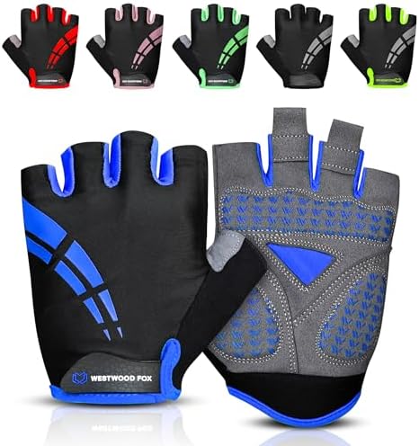 WESTWOOD FOX Guantes de ciclismo para hombre y mujer, guantes unisex con acolchado de gel antideslizante, transpirables, con palma para absorber los golpes, guantes ...