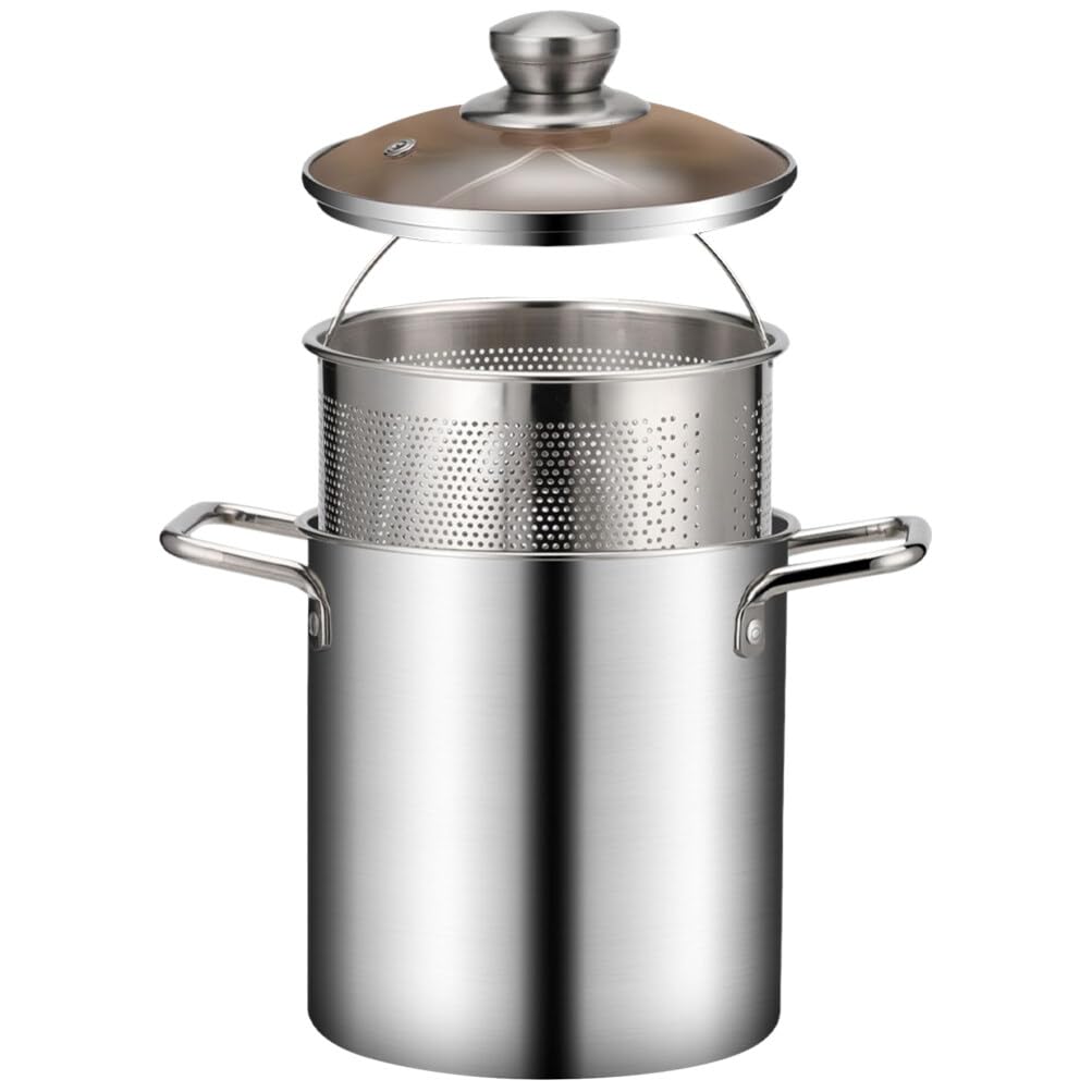 BESPORTBLE 1 Set Fry Pan Portable Frying Pan Pot with Basket Mini Deep Fryer Basket Deep Fryers for The Home with Basket Griddle Pan Wok Mini Frying Basket Fries Metal Small Stainless Steel