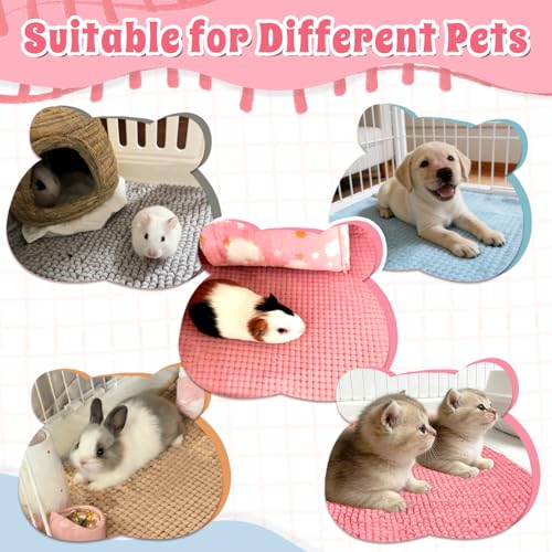 Guinea Pig Cage Liner, 4 PCS Washable Guinea Pig Bedding Fleece Mat, Reusable Pee Pads Mat for Small Animals, Reusable Bunny Rabbit Cage Liner Hamster Chinchilla Cage Accessories 16x12 Inch - Image 4