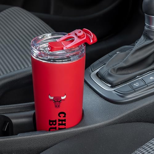 Image of Rico Industries NBA Basketball Chicago Bulls Red 24oz Stainless Steel Tumbler with Lid and Dual Functioning Lid