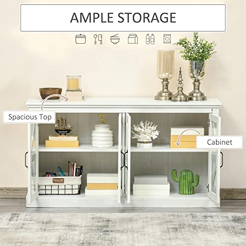 Homcom Sideboard Buffet Cabinet, Glass Door Credenza, Coffee Bar Cabinet With Adjustable Shelf, White #TOP3