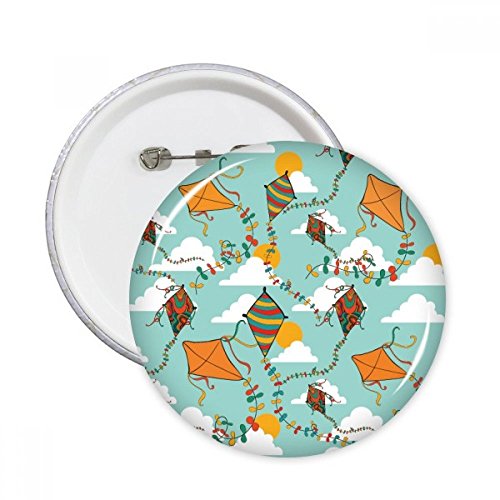 Badge rond géométrie cadeau original motif cerf-volant peint à la main pour amis