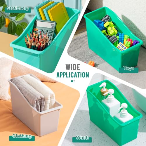 Image of Geetery Plastic Book Bins for Classroom, 24 Pcs, Morandi Color