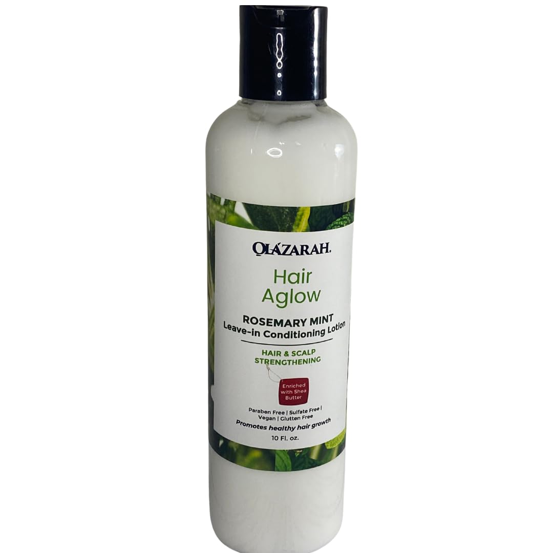 OLAZARAH Rosemary Mint Herbal Infusion Leave-In Lotion: Repair, Renew, Strengthen, Detangle, and Nourish, 10 fl. oz