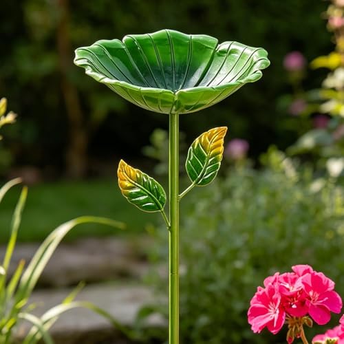 Bain d'oiseaux antirouille et mangeoire extérieure forme fleur