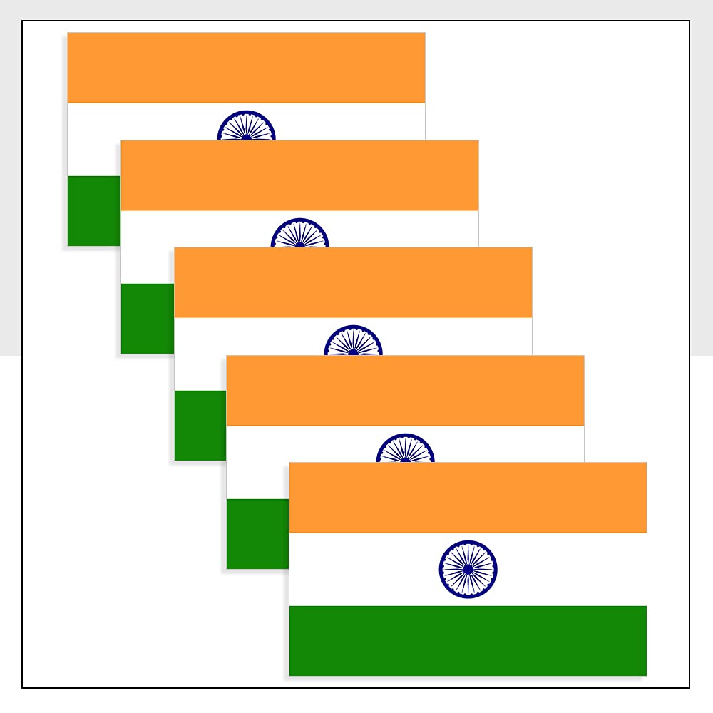 India Flag Stickers for Bikes Pack of 5 (60 x 36 mm) Waterproof IND Flag Labels for Helmet Laptop Fridge Packwith® #P1009