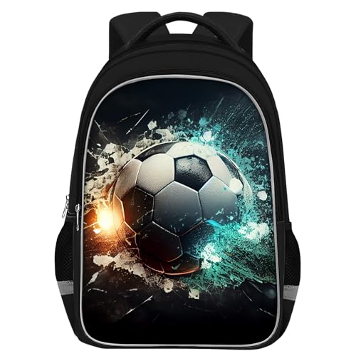 Fitvc Mochila para meninos, mochila para livros do ensino fundamental, Mochila de futebol 14, Clássico