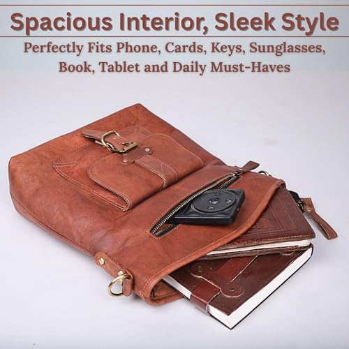 Women’s Genuine Leather Crossbody Bag – Large, 13″ Tablet Friendly Travel Purse4