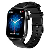Reloj inteligente para hombres y mujeres, rastreador de actividad, reloj con monitor de frecuencia cardíaca, rastreador de fitness, resistente al agua, acero inoxidable, diseño adaptable (Negro)