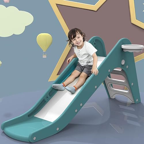 Toddler Slide Freestanding Kids Slide For Toddlers With Basketball Hoop Widened Slideway Children Climber Playset Toy Indoor Outdoor Use White #TOP5