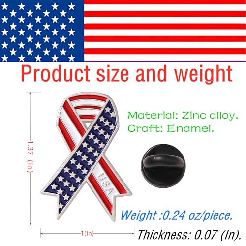 DISCAO 25/50/100/200 pieces American Flag Pins USA Flag Pins Patriotic Ribbon Pins Independence Day Pins United States Badge Pins Brooch pins for women men Clothes backpack hat Memorial Day Veteran Souvenir gift bulk2