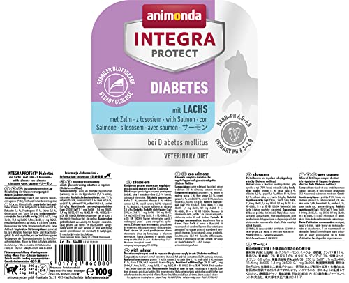 animonda INTEGRA PROTECT Katzenfutter nass Diabetes Lachs (16 x 100g), vom Tierarzt empfohlen bei Diabetes mellitus, mit Veterinären entwickeltes Diätalleinfutter für erwachsene Katzen