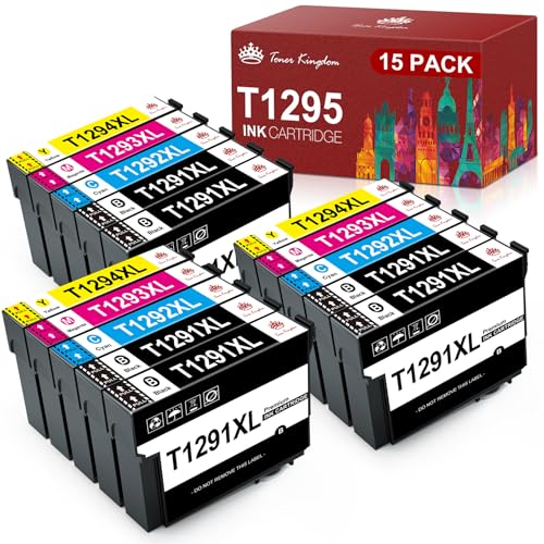 Toner Kingdom T1295 Multipack Kompatibel für Epson WF 3520 Druckerpatronen, für Epson T1291 T1292 T1293 T1294 für Stylus SX435W SX235W SX525WD Stylus Office BX535WD (6Schwarz 3Cyan 3Magenta 3Gelb)