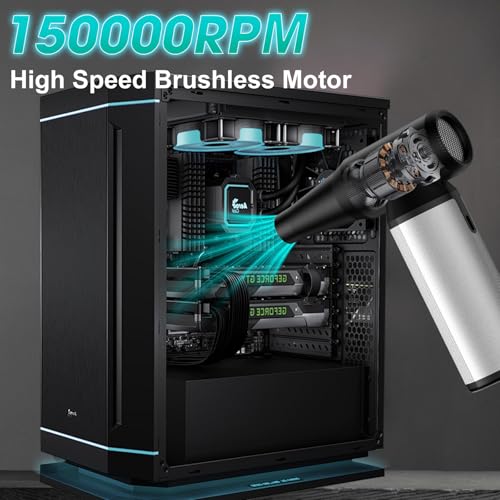 Image of Handheld Car Vacuum Cleaner Cordless, 21000PA High Power Car Vacuum Cleaner & Air Duster /Blower, Portable Vacuum with Magnetic Dust Collection Bin, LED Light, 2 Gear Hand Held Vacuum for PC(Gray)