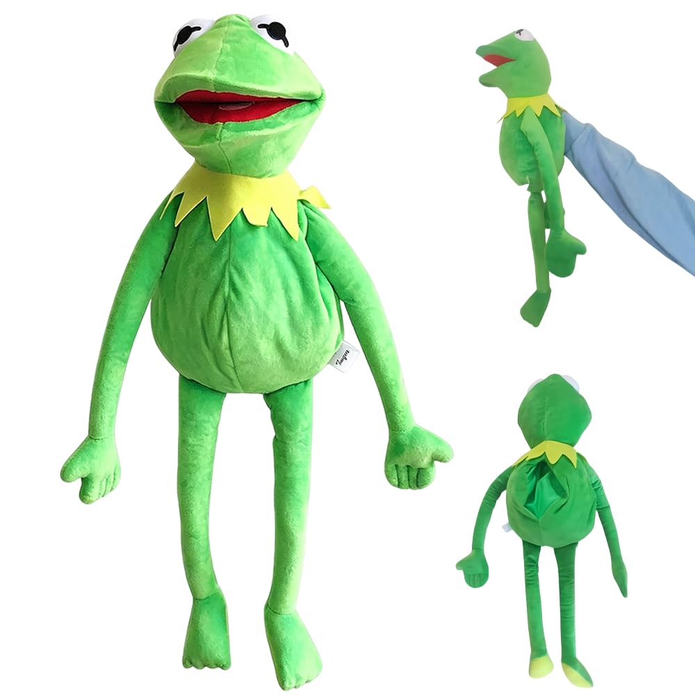Foreverup Kermit Frog Puppet, 60cm Frog Hand Puppets with Working Mouth, Soft Hand Frog Stuffed Plush Toy, Soft Frogs Puppets Doll Gift for Children Kids Adults Birthday Christmas