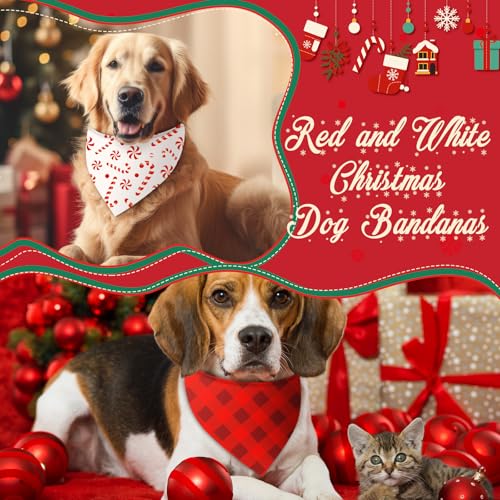 Image of Abbylike 50 Pcs Valentines Day Dog Bandanas Bulk Red and White Polka Dots Stripes Bandanas for Dogs Triangle Kerchief Bibs Scarf for Pet Romantic Costume Photo Props Accessories(31.5 x 21.7 x 21.)