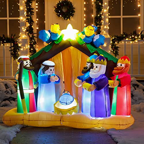 Joiedomi Christmas Inflatable Decoration 6 Ft Nativity Scene Inflatable With Angels With Build-In Leds Blow Up Inflatables For Christmas Party Indoor, Outdoor, Yard, Garden, Lawn Décor #TOP3