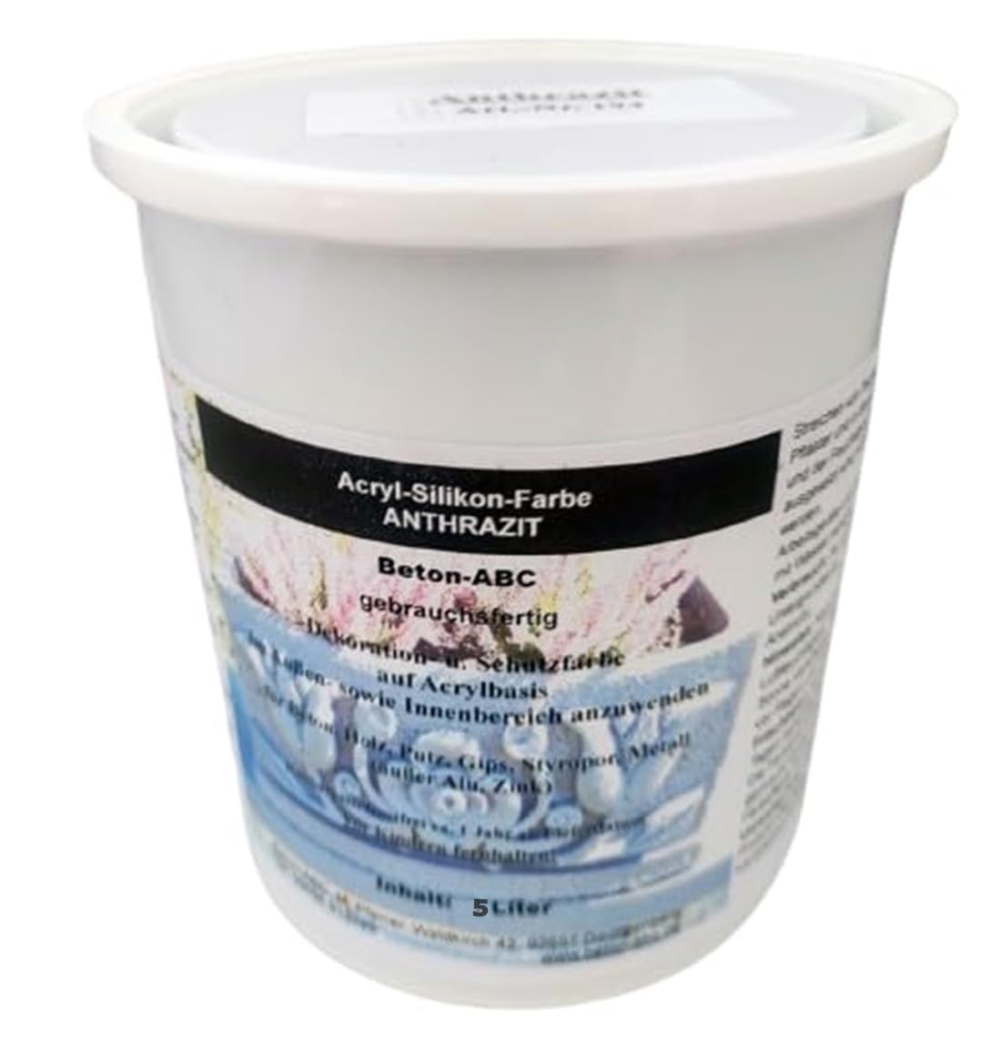 Anthrazit - Beton Farbe - Acryl Silikon 5 Liter für innen und außen