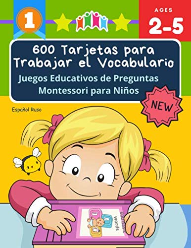 600 Tarjetas para Trabajar el Vocabulario Juegos Educativos de Preguntas Montessori para Niños Español Ruso Easy learning basic words cartoon
