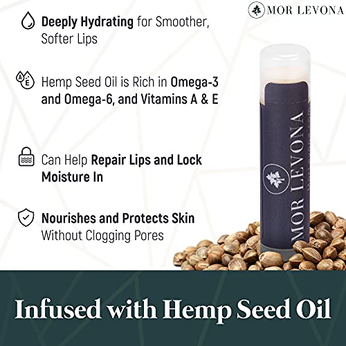 Mor Levona Organic Hemp Lip Balm - Usda Certified Organic All Natural Lip Balm - Hemp Lip Moisturizer Soothes, Hydrates, Nourishes, And Protects Dry, Chapped Lips - Natural Vanilla Flavor (3-Pack) #TOP2