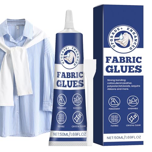Pegamento textil transparente, 50 ml, 4,6 x 15,2 cm, fórmula transparente, adhesivo versátil para tela con excelente adherencia, fácil manejo, fusión de tela, parche lavable