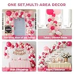 LovesTown Rose Pink Balloon Garland Kit, 150PCS Arch Kit Confetti Pink Metallic Latex Balloons for Wedding Engagement Birthday Party Decorations - Image 4
