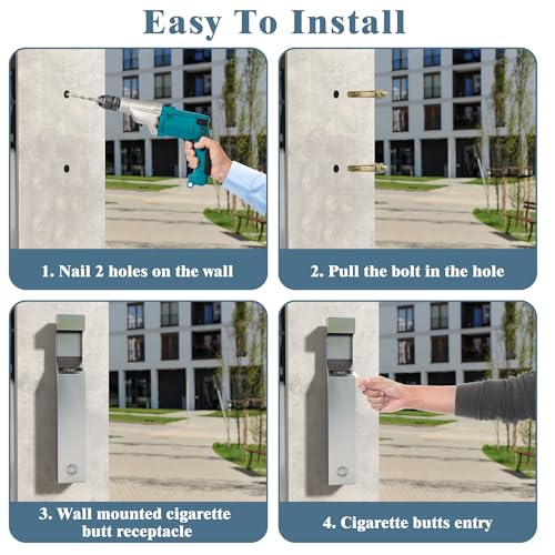 Image of lukar Wall Mounted Trash Can Outdoor, Commercial Trash Bin for Outside, Stainless Steel Garbage Can for Patios Hotels Cafes Offices Restaurants Bars and Public Areas