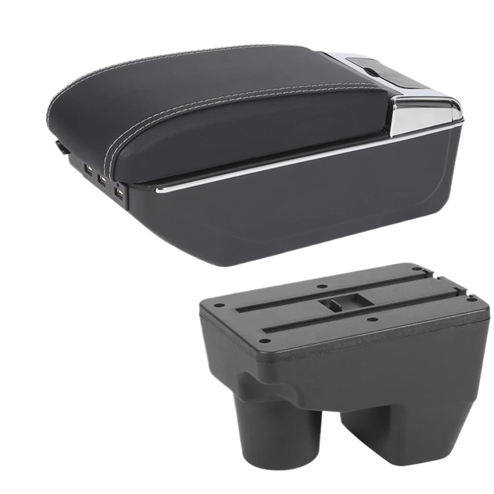 NOKRGQW Car Armrest Box For Toyota For Yaris Elegant GR 2021-2025 Car Armrest Auto Storage Box Retrofit Parts Car Accessories(B3 Black white 7USB)