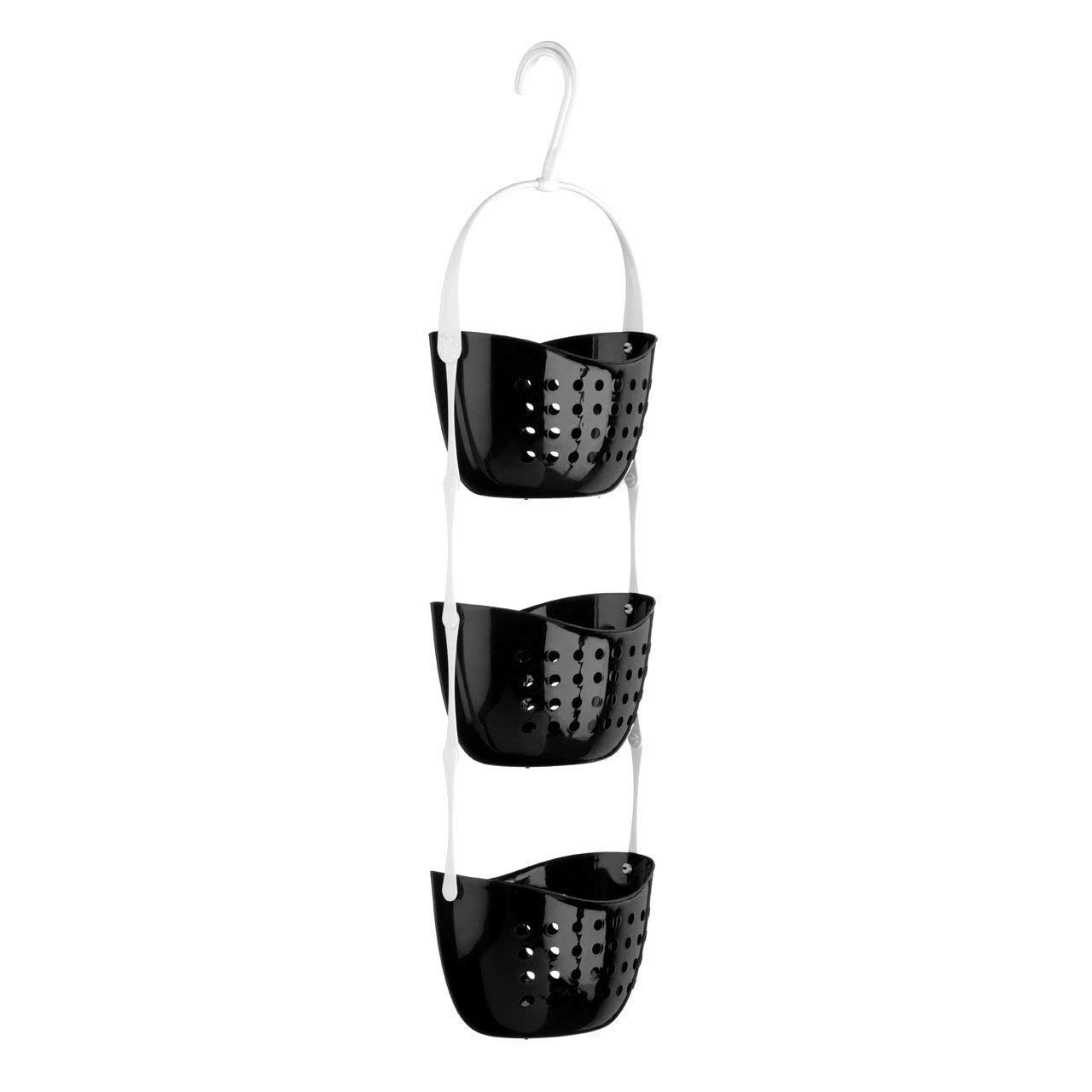 Top Home Solutions 3 Tier Shower Caddy Bath Rack Plastic Hanging Over Basket Unit Shower Organiser (Black)