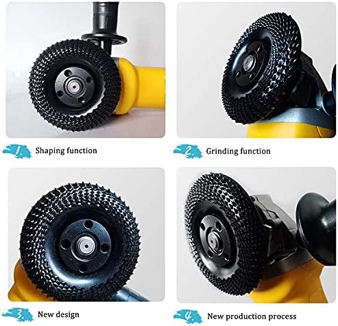 OBA Angle Grinder Wood Carving disc 115mm Wood Grinding Wheel, Grinder Shaping disc for Angle Grinders with 22.23mm Arbor, Black