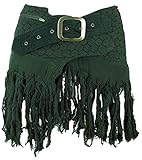 Size:40 Superkurzer Lagenrock mit Spitze, Fransen und einer kleinen Reißverschlusstasche für die wichtigen Dinge