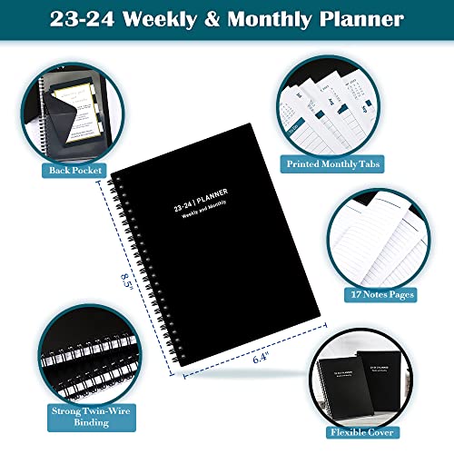 2023-2024 Planner - Planner 2023-2024, Weekly & Monthly Planner, July 2023 - June 2024, 8.5" X 6.4", Planner With Monthly Tabs, Twin-Wire Binding, Inner Pocket, Daily Organizer #TOP5