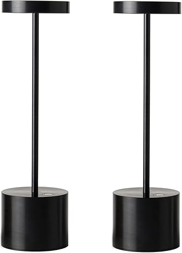 TUIKITO Paquete de 2 lámparas de mesa inalámbricas recargables, funciona con pilas, luz de mesa LED para restaurante al aire libre, 5000 mAh hasta
