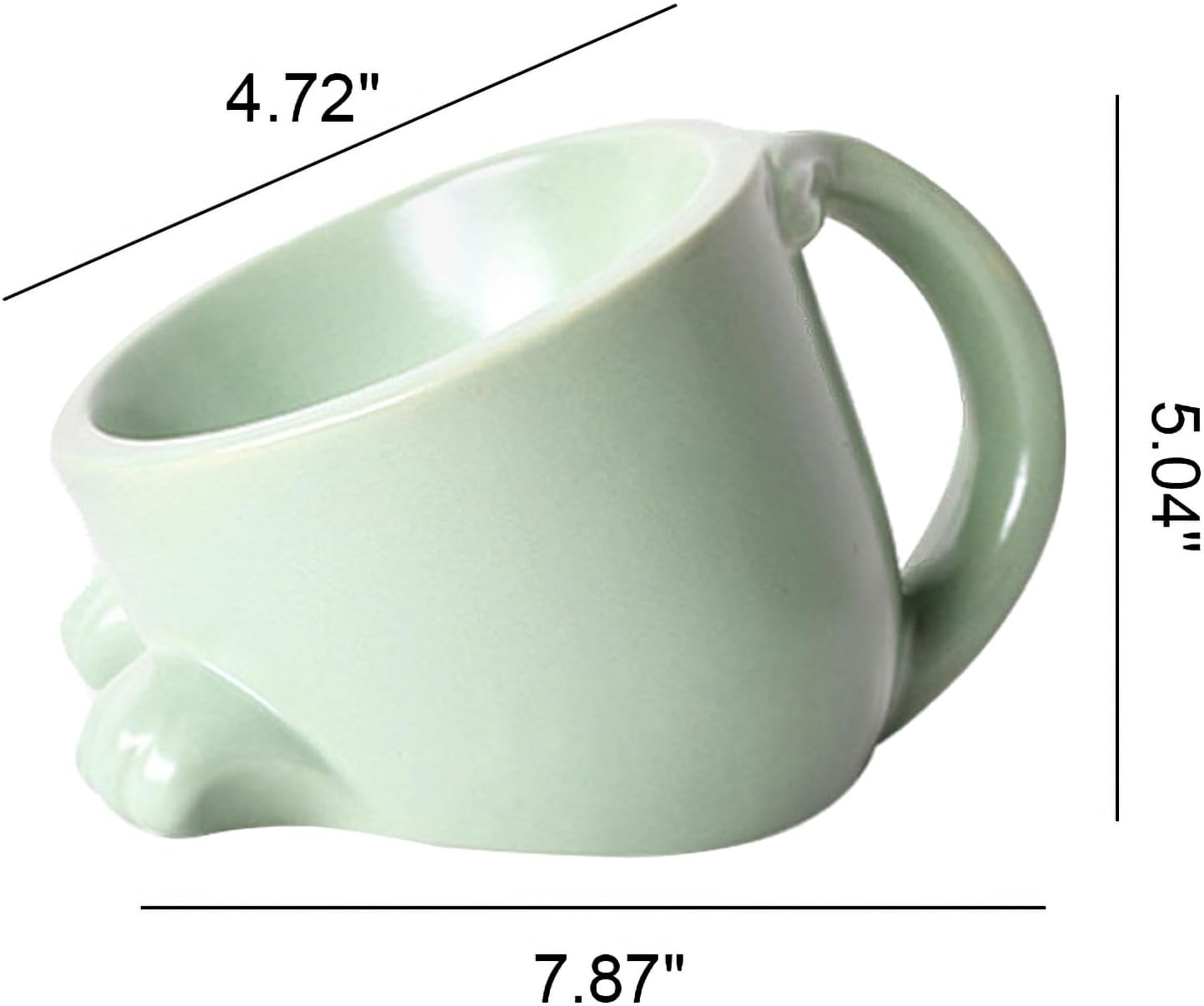 Raised Cat Bowls with Handle Tilted Cat Dish Ceramic Pet Food Water Bowl for Indoor Outdoor Kitten Small Dogs Puppy Light Green