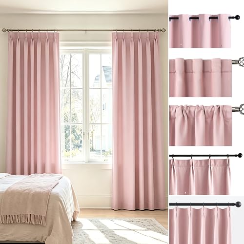 Image of Pinch Pleated Blackout Curtains Custom Size, Modern Aesthetic Room Darkening Light Filtering Curtains Bedroom Nursery Light Blocking Drapes for Living Room, Lightweight & Soft Window Treatments