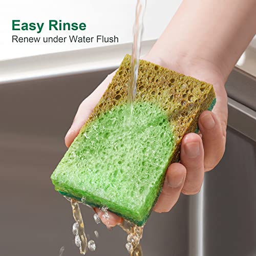 Image of JOYMOOP Clean Sponges,Dual-Sided Non-Scratch Soft Scrub Dish Sponge, Safe for Non-Stick Cookware, Kitchen and Household Cleaning, Pack of 6 Scrubbing Sponges