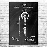 Thomas Edison Electric Lamp Poster Print, Edison Wall Art, Classroom Decor, Electrician Gift, Light Bulb Wall Art Black Chalkboard (13 inch x 19 inch)