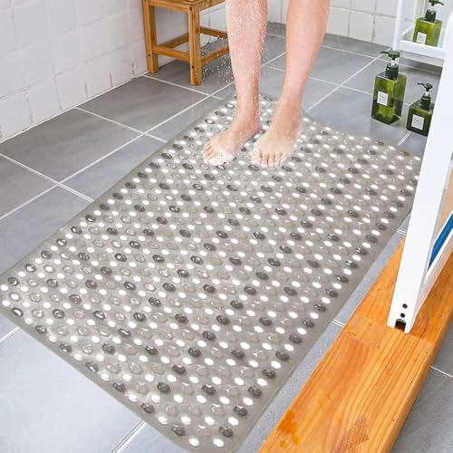 Non Slip Bath Mat - Extra Long Anti Mould Rubber Shower Mat - Machine ...
