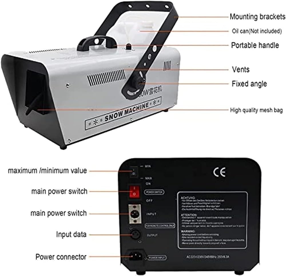 Machine à Neige Extérieur 2000W - Tête Vibrante, Télécommande, Réservoir 5L