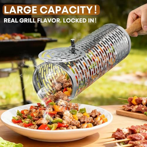 Soporte giratorio portátil para alimentos y accesorios de barbacoa de metal 5