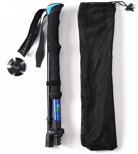 Miniatura 10 de Bastones de senderismo ligeros y plegables para equipo de mochilero, 1 bastón para senderismo, aluminio 7075 con bolsa de almacenamiento