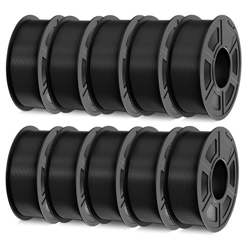 Image of TECBEARS PLA Plus Filament 1.75mm Bundle, 10kg PLA+ 3D Printer Filament Bundle, Black PLA Filament Bulk, 10 Pack 1kg Spool,Black