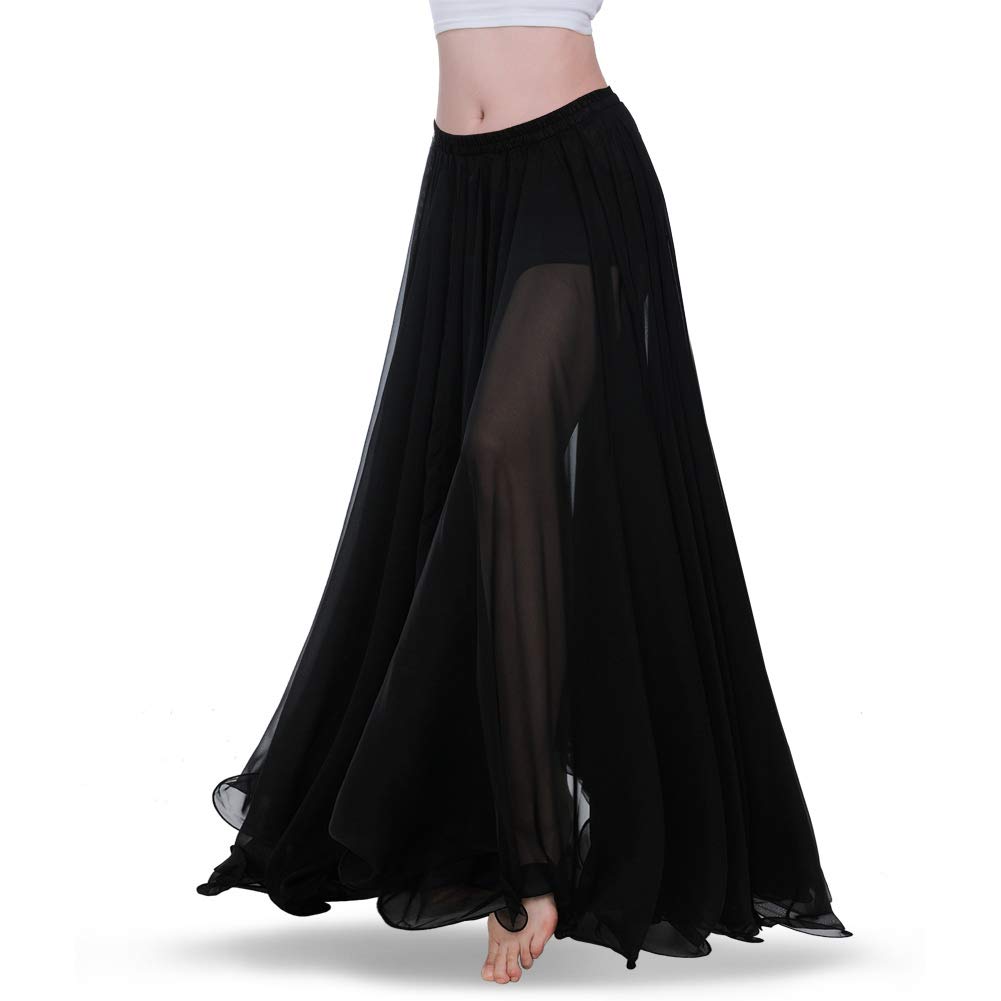 ROYAL SMEELA Jupe Danse du Ventre ATS Voile Maxi Full Jupes Tribal Robe de Danse Mousseline Jupe Longue Flamenco Femme 720 degrés Grande Swing Jupe Costumes Danse Orientale