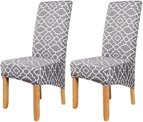 Crushed Velvet Large Size Dining Chair Covers Set of 4,Dining Room Chair Slipcovers,Stretch Elastic Removable Washable High Back Chair Covers for Dining Room,Hotel,Kitchen,Home(Dark Grey,Pack of 4)
