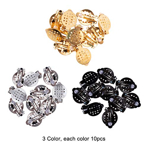 Unicraftale 30Pcs Flat Round Base Clip-On Earring Stainless Steel Non-Pierced Ear Hoops With Rubber 22Mm Blank Earring Bezel Components Findings For Jewelry Making #TOP5