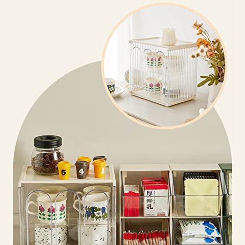 Vitrine à bijoux transparente avec porte pour tasses à café et rangement bureau - 6