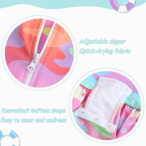 Image of Baby and Toddler Girls One Piece Rash Guard Swimsuits for Girls Long Sleeve Swim Shirts with Sun Protection