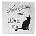 Produktbild Massives Holz-Schild ~ Keep calm and love the cat ~ weiß ~ 30 x 30 cm ~ Shabby Look